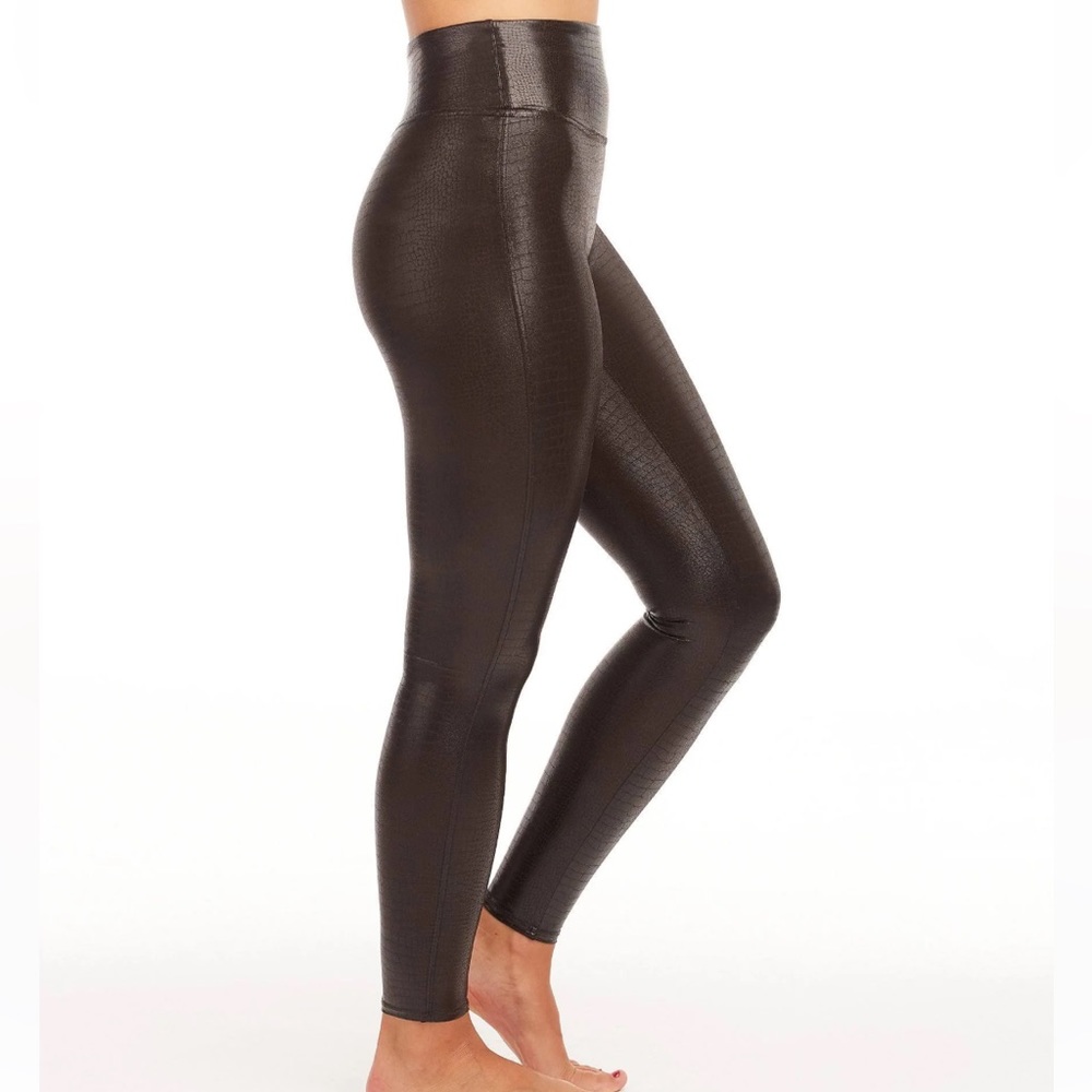 NEW NWT Spanx faux leather croc brown leggings size XS